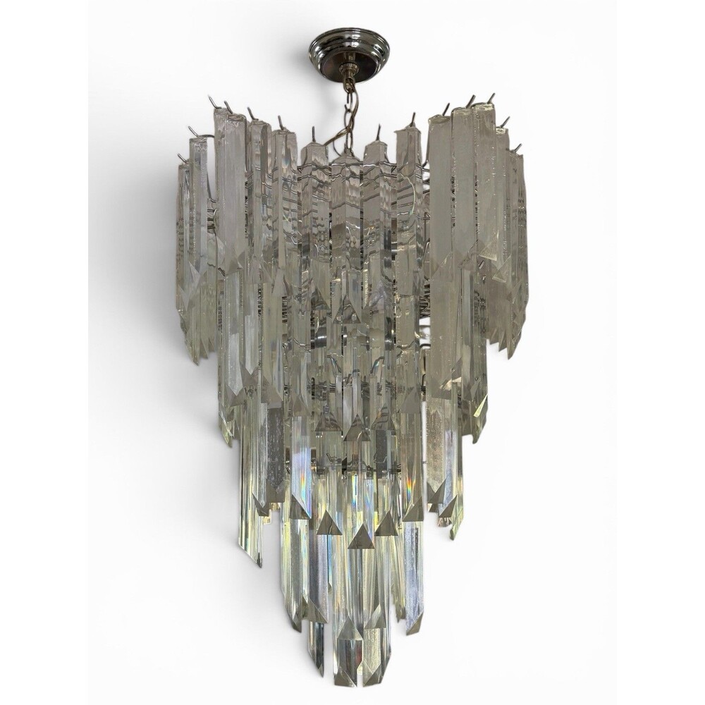 Waterfall‎ Chandelier Ceiling Light Acrylic Prism Hollywood Regency Glam Fixture